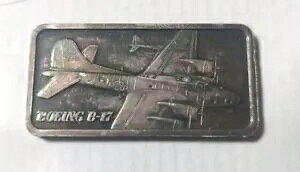 希少なハミルトンミント製ボーイングB-17ワールド・オブ・フライト1オンス .999シルバーアートバー!第二次世界大戦