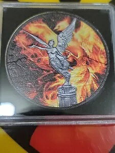 2023年メキシコ・リベルタッド・バーニング・フェニックス・フェニックス1オンス・カラー銀貨