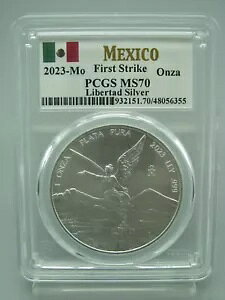 2023-Mo メキシカン シルバー リベルタ PCGS MS 70 - 1 オンザ プラタ プラ