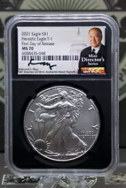 2021年 アメリカ 1オンス シルバー イーグル *タイプ1* 紋章付き $1 NGC MS70 #048 FDOI ディレクターズ