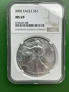 2002 �A�����J�� �V���o�[ �C�[�O�� NGC MS 69 - �I�[���h �u���E�� ���x�� �A�C�e�� #683