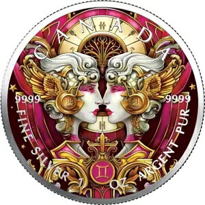 カナダカラーコイン 2024 ZODIAC TWINS ZODIAC 1オンス シルバー -カラーエディション-
