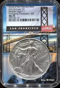 2021 S Eagle S$1 Heraldic Eagle T-1 - �ً}���s - NGC MS 70 - Lot #BC 2005