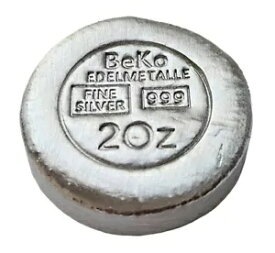 BeKo Precious Metals 2オンス シルバーバー - BeKo ボタン 999 ファインシルバー (流し込み)-