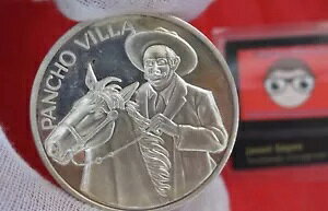 ??VTG メキシコ パンチョ ヴィラ 馬 2 オンス オンス 0.999 ファイン シルバー プラタ プラ コイン付き ??