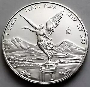 メキシコ リバティ 2007、1 オンス 0.999 上質銀貨、ウナ オンス リベルタード プラタ プラ 0.999