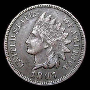 1897 1 in Neck Error Indian Cent Penny ---- Nice Snow 1 �ڍ׃R�C�� ---- #700R