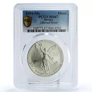 メキシコ 1 オンザ リベルタ独立天使 MS67 PCGS 銀貨 1994