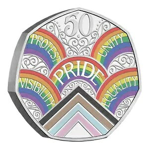 �C�M���X UK 2022 50p 50 Years of Pride RAINBOW LGBTQ+ �V���o�[ PIEDFORT �R�C��