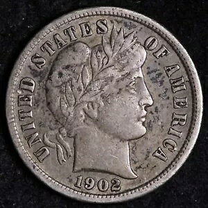 1902-S Barber Dime CHOICE XF++ �^�t�ȃR�C��!�������� E819 UPN