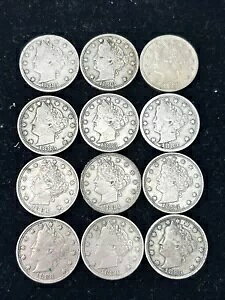 SASA ロット オブ (12) 1883 セントなし リバティ V ニッケル ニース コイン ジャンクなし