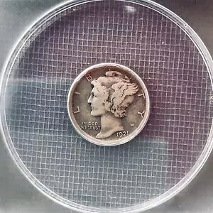 1921-P �t�B���f���t�B�A �}�[�L�����[ �_�C�� 10C VG10 ANACS �F�� -�č��R�C��: �V���o�[