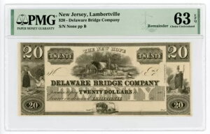 1800 �N�� $20 The New Hope Delaware Bridge Co - NEW JERSEY Note PMG CU 63 EPQ