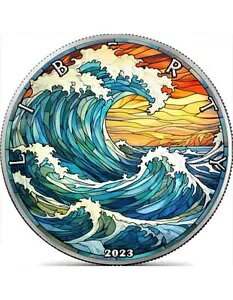 THE GREAT WAVE �X�e���h �O���X �h���[�� 1 �I���X �V���o�[ �R�C�� 1$ USA 2023