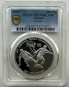 PCGS PR70 �u�[�^�� 1990 �T�b�J�[���E�I�茠��� 28.28g S300N
