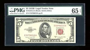 DBR 1953-B $5 �@���ΐ_��1534 CA �u���b�N PMG 65 EPQ �V���A�� C53796016A