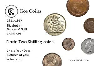 1853 - 1967 GEORGE V & VI QE2 Florin +more �V���o�[ & �L���v���j�b�P�� �R�C����I�����Ă�������