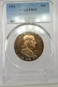 PR65 1961 PCGS �O���[�h �t�����N���� �V���o�[ �n�[�t�_���[ �v���[�t �����X�^�[ �g�[�� ���A �R�C��