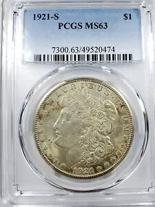 1921N S $1 [K Vo[ 1h PCGS MS63 TtVXR 