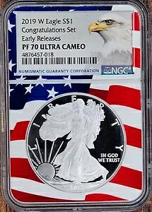 2019 W シルバー イーグル NGC PF 70 ウルトラ カメオ おめでとうセット フラッグ コア S1