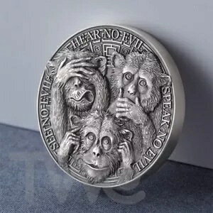 Three Wise Monkeys Life Quotes 1�I���X �A���e�B�[�N�d�グ �V���o�[ �R�C�� 5 �Z�f�B�X �K�[�i 2022