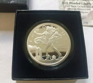 2021 シルバー シールド 2オンス ブラインド リバティ V2 プルーフ - 限定 1,776 - 低 COA-