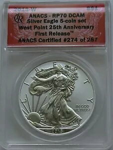 2013-W $1 �A�����J�� �V���o�[ �C�[�O�� - ANACS RP70 25 ���N�L�O���񃊃��[�X �Z�b�g