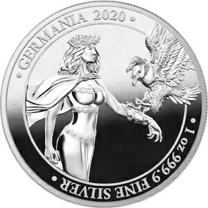 Germania Mint 2020�A5 �}�[�N�A�v���[�t�AN° 600/1000�A1 �I���X �V���o�[ 999.9 COA + �u���X�^�[-