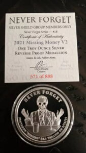 Silver Shield 2021 Missing Money V2 Proof Never Forget �V���[�Y�ACOA�t��