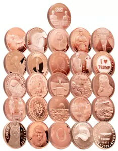 Ђ 2020 Disme Coin Trump RNV 1oz AVDP Copper Proof Like Rounds