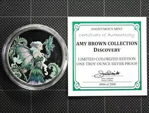 �G�C�~�[ �u���E�� �R���N�V���� COLORIZED PROOF .999 SILVER Discovery Fairy Dusk CoA 1/2000
