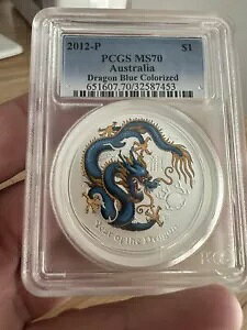 2012 P �I�[�X�g�����A �C���[ �I�u �h���S�� .999 �V���o�[ 1 �I���X �J���[���C�Y�h �u���[ PCGS MS 70