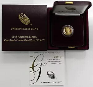 2018 W $10 24K 1/10oz �v���[�t �S�[���h �A�����J�� ���o�e�B �n�C�����[�t OGP/COA