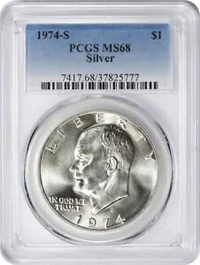 1974-S �V���o�[ �A�C�[���n���[ �h�� �A�C�N MS68 PCGS 68 �~���g�X�e�[�g