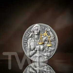 テミス ギリシャ神話 62.2g アンティーク仕上げ シルバー コイン カメルーン 2023