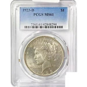 1923-D �V���o�[ �s�[�X �_���[ �R�C�� PCGS MS61