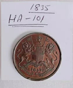 ���A 1835 HALF Anna COIN ���b�g: HA-101 �v���[�t LIKE .Collector's DREAM Coin