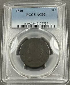 1810 �N���V�b�N �w�b�h ���[�W �Z���g 1c - PCGS AG03 - ���A �Z�~ �L�[ �f�C�g