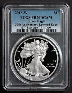2016-W PCGS PR70DCAM �v���[�t �A�����J�� �V���o�[ �C�[�O�� 30th Ann�B���^�[�h �G�b�W $1 �R�C��