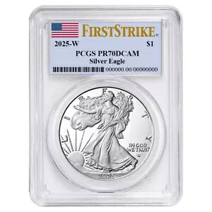 �v���Z�[�� - 2025-W $1 1 �I���X �v���[�t �A�����J�� �V���o�[ �C�[�O�� PCGS PR70DCAM FS �t���O ���x��