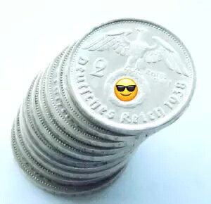 �h�C�c ���b�g 10x �R�C�� 2 REICHSMARK 1937 - 1939 SWASTIKA �V���o�[ ��O�鍑 WW2 �}�[�N