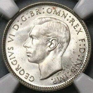 1943-D NGC MS 66 オーストラリア 6 ペンス ジョージ 6 世宝石スターリング銀貨 (23031801C)