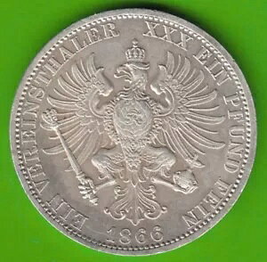 Coin Talers Prussia Vereinstaler 1866 �ǂ� vz ���Ȃ� nswleipzig