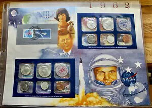 1962 年未流通ミント セット郵便記念協会コインおよび切手パネル