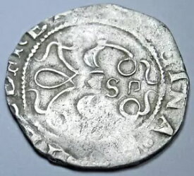 1400 年代〜1500 年代 フェルディナンド イザベラ スペイン シルバー 1/2 レアレス アンティーク コロンブス コイン