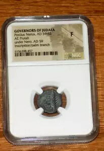 NGC F ���_������ AE Prutah Porcius Festus Nero AD 59-62 ��������̃R�C��