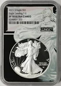 2021-S $1 シルバー イーグル NGC PF70 ウルトラ カメオ T2 リバティ ブラック コア