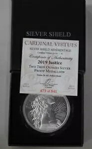 2019 �W���X�e�B�X 2oz.�V���o�[ �v���[�t �R�C�� - �{�b�N�X�� COA �t�� #473/841 - ��������!