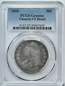 1826 キャップド バスト ハーフダラー PCGS 本物の VF ディテール (6143)