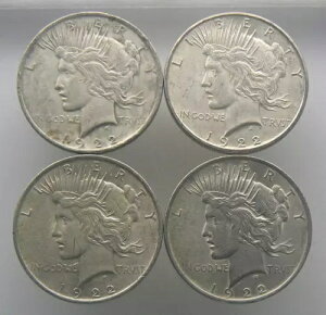 4 x 1922 Peace $1 hRC 90% Vo[